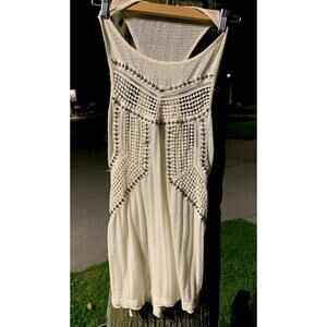 Free People Trinity Boho Chic Beaded Crochet Tank Top Size XS